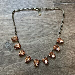 LOFT Teardrop Crystal Statement Necklace in Amber Coral